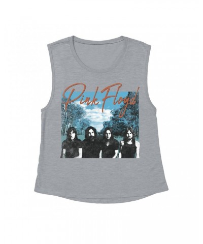 Pink Floyd Ladies' Muscle Tank Top | Band Wilderness Design Distressed Shirt $14.83 Shirts