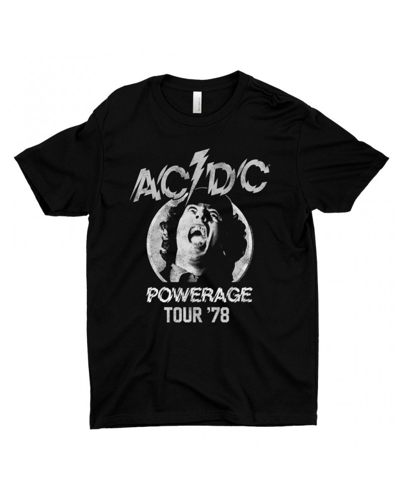 AC/DC T-Shirt | 1978 Powerage Tour Image Distressed Shirt $10.98 Shirts