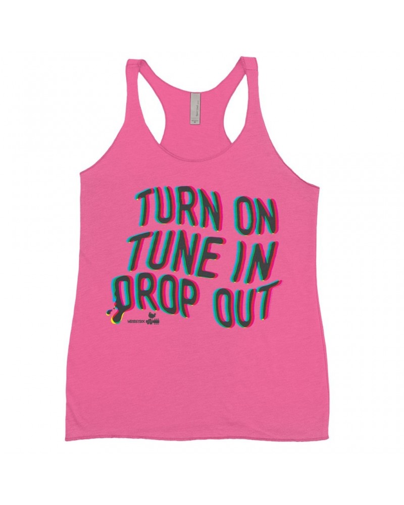 Woodstock Bold Colored Racerback Tank | Turn On Tune In Drop Out Shirt $13.61 Shirts