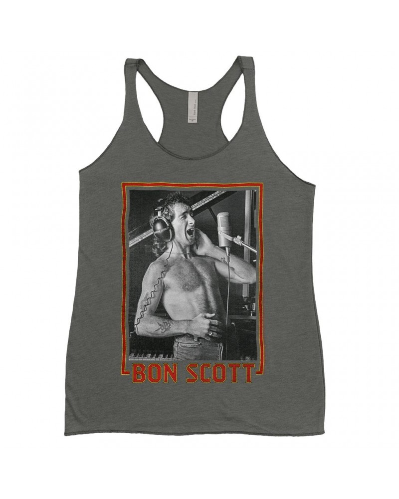 Bon Scott Ladies' Tank Top | Singing Photo Design Shirt $10.42 Shirts