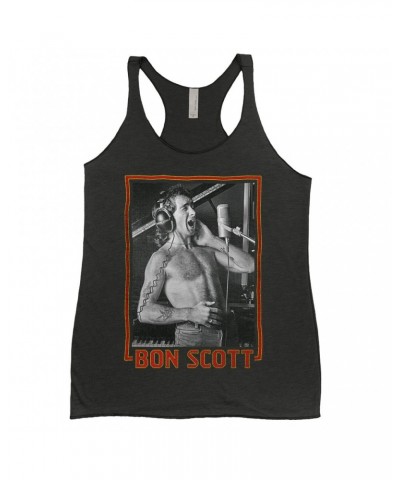 Bon Scott Ladies' Tank Top | Singing Photo Design Shirt $10.42 Shirts