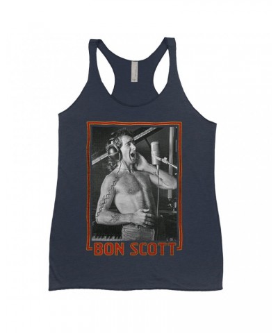 Bon Scott Ladies' Tank Top | Singing Photo Design Shirt $10.42 Shirts