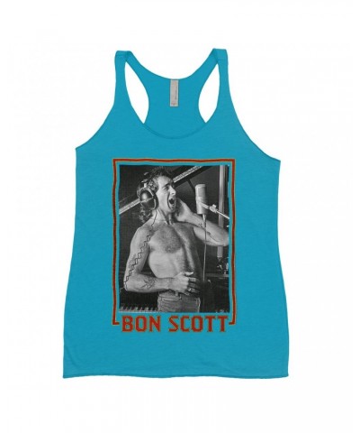 Bon Scott Ladies' Tank Top | Singing Photo Design Shirt $10.42 Shirts