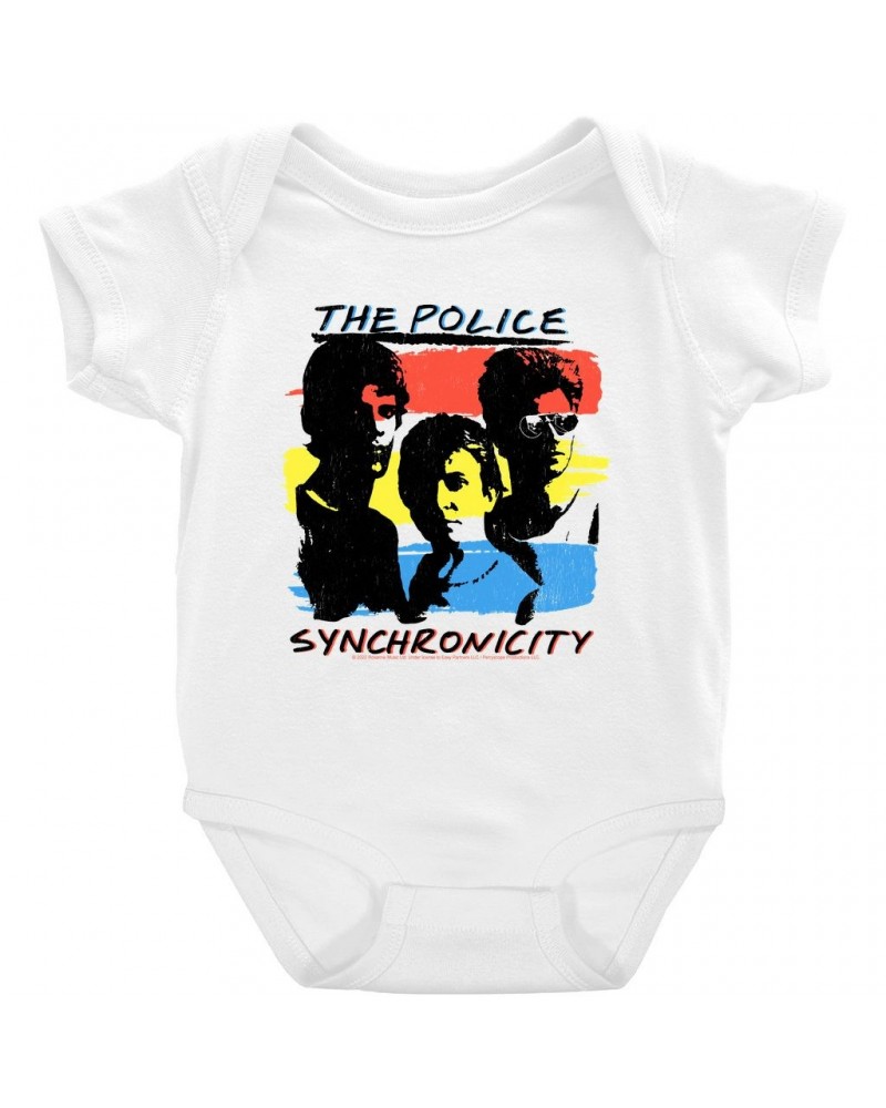 The Police Baby Short Sleeve Bodysuit | Synchronicity Colorful Album Design Bodysuit $6.18 Kids