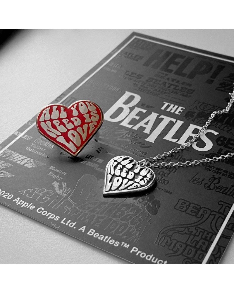 The Beatles All You Need Is Love Necklace & Enamel Pin Set $48.62 Accessories