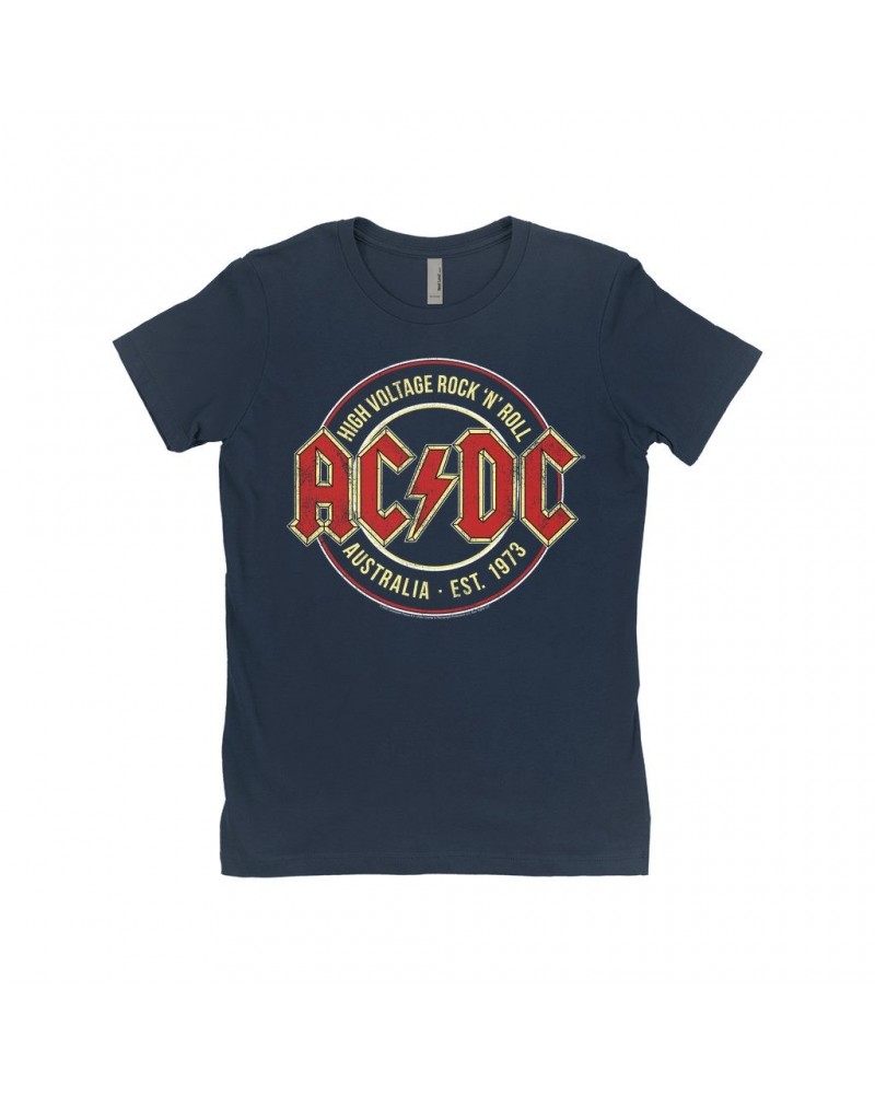 AC/DC Ladies' Boyfriend T-Shirt | High Voltage Rock n' Roll Australia Shirt $10.73 Shirts