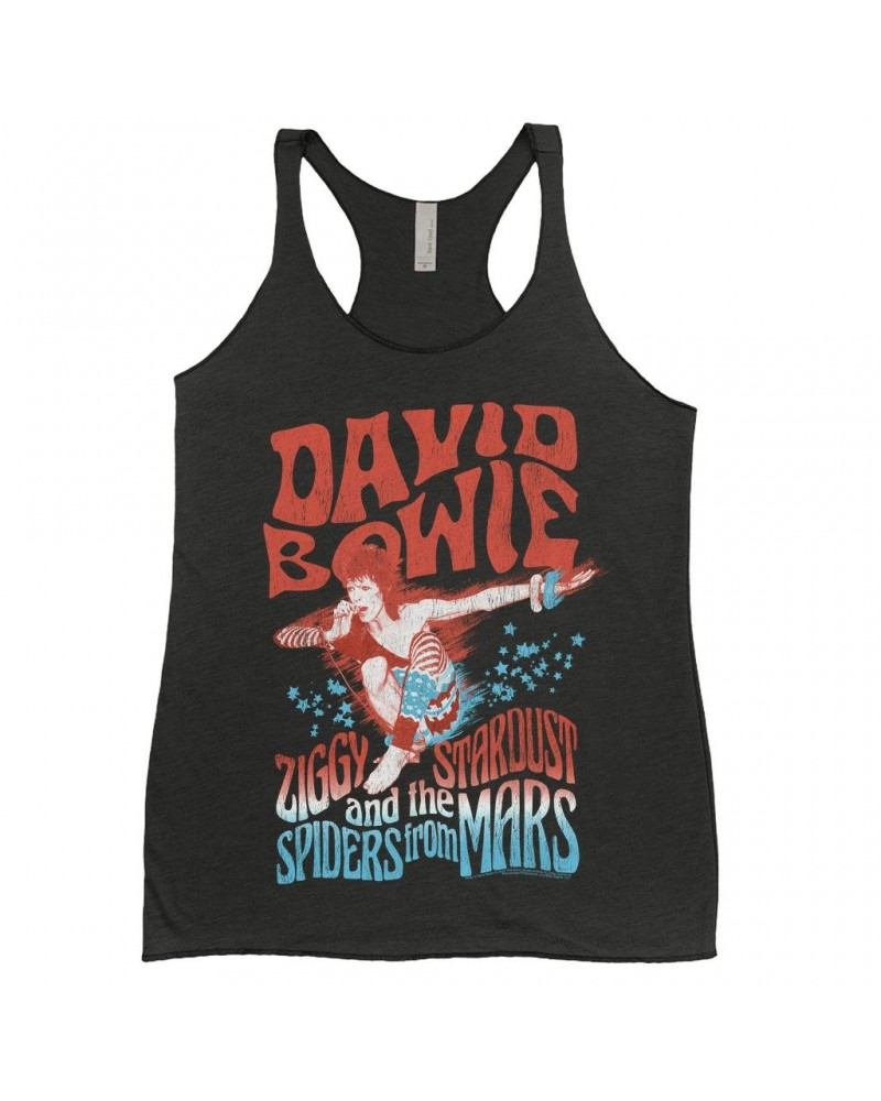 David Bowie Ladies' Tank Top | Red White Blue Ziggy Stardust And The Spiders From Mars Shirt $9.84 Shirts