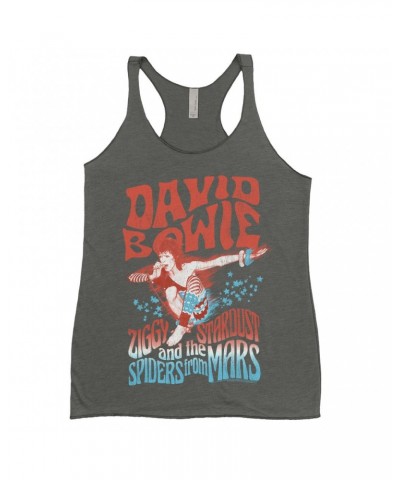 David Bowie Ladies' Tank Top | Red White Blue Ziggy Stardust And The Spiders From Mars Shirt $9.84 Shirts