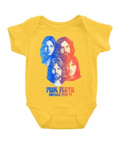 Pink Floyd Baby Short Sleeve Bodysuit | Group Ombre Animals '77 Tour Image Distressed Bodysuit $7.78 Kids