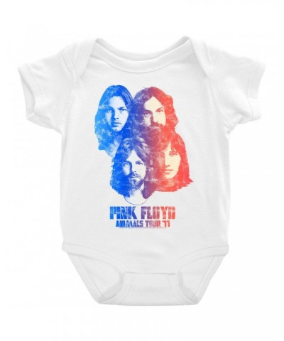 Pink Floyd Baby Short Sleeve Bodysuit | Group Ombre Animals '77 Tour Image Distressed Bodysuit $7.78 Kids