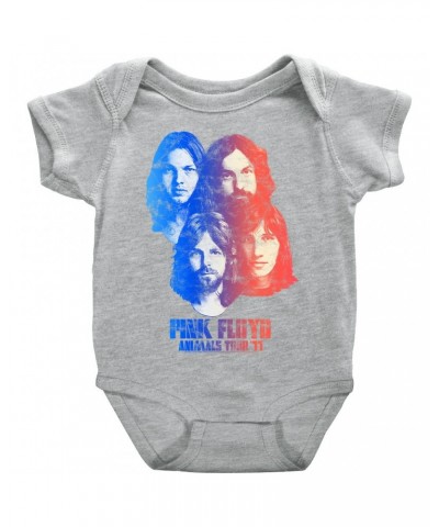 Pink Floyd Baby Short Sleeve Bodysuit | Group Ombre Animals '77 Tour Image Distressed Bodysuit $7.78 Kids