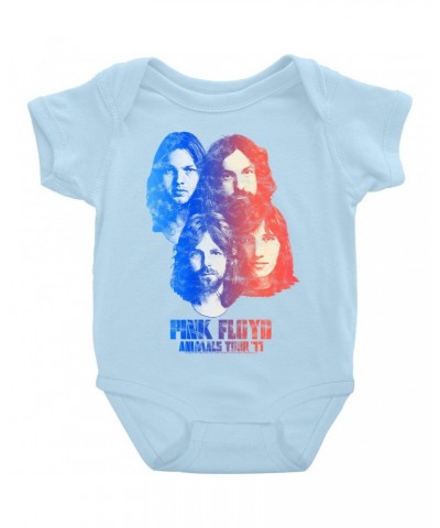 Pink Floyd Baby Short Sleeve Bodysuit | Group Ombre Animals '77 Tour Image Distressed Bodysuit $7.78 Kids