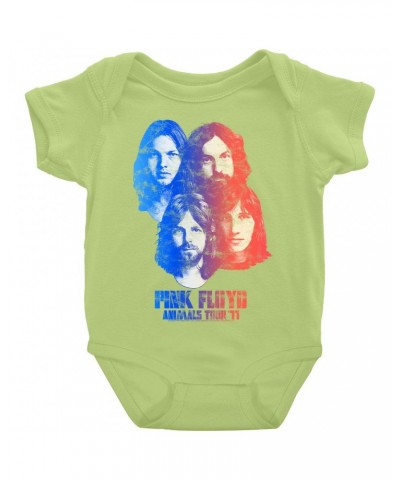 Pink Floyd Baby Short Sleeve Bodysuit | Group Ombre Animals '77 Tour Image Distressed Bodysuit $7.78 Kids