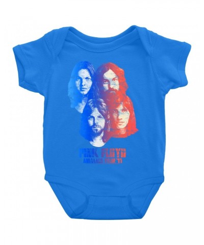 Pink Floyd Baby Short Sleeve Bodysuit | Group Ombre Animals '77 Tour Image Distressed Bodysuit $7.78 Kids