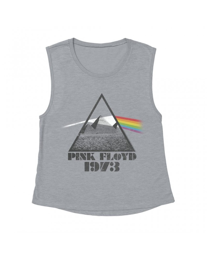 Pink Floyd Ladies' Muscle Tank Top | 1973 Dark Side Pyramid Shirt $14.17 Shirts