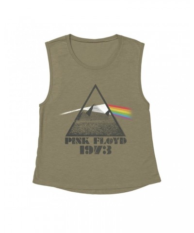 Pink Floyd Ladies' Muscle Tank Top | 1973 Dark Side Pyramid Shirt $14.17 Shirts