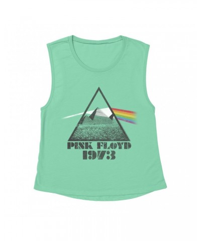 Pink Floyd Ladies' Muscle Tank Top | 1973 Dark Side Pyramid Shirt $14.17 Shirts