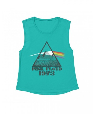 Pink Floyd Ladies' Muscle Tank Top | 1973 Dark Side Pyramid Shirt $14.17 Shirts