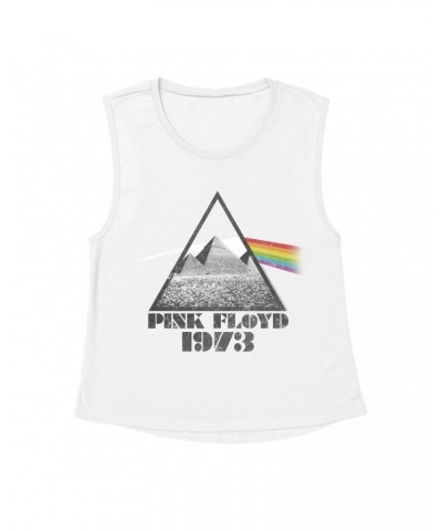 Pink Floyd Ladies' Muscle Tank Top | 1973 Dark Side Pyramid Shirt $14.17 Shirts