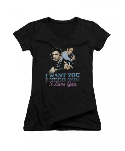 Elvis Presley Junior's V-Neck Shirt | I WANT YOU Junior's Tee $8.46 Shirts