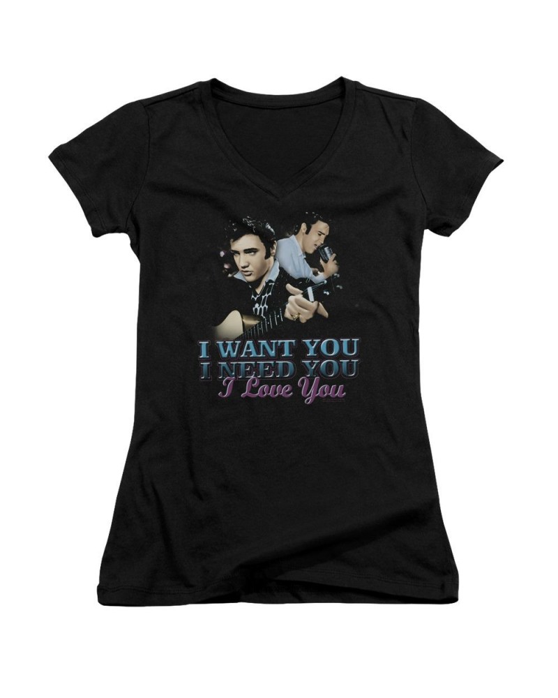 Elvis Presley Junior's V-Neck Shirt | I WANT YOU Junior's Tee $8.46 Shirts