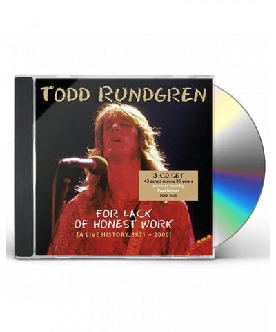 Todd Rundgren FOR LACK OF HONEST WORK CD $7.93 CD