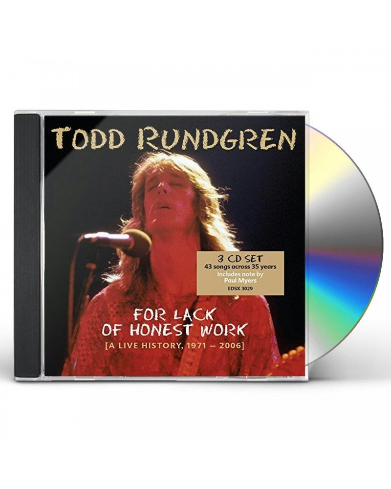 Todd Rundgren FOR LACK OF HONEST WORK CD $7.93 CD