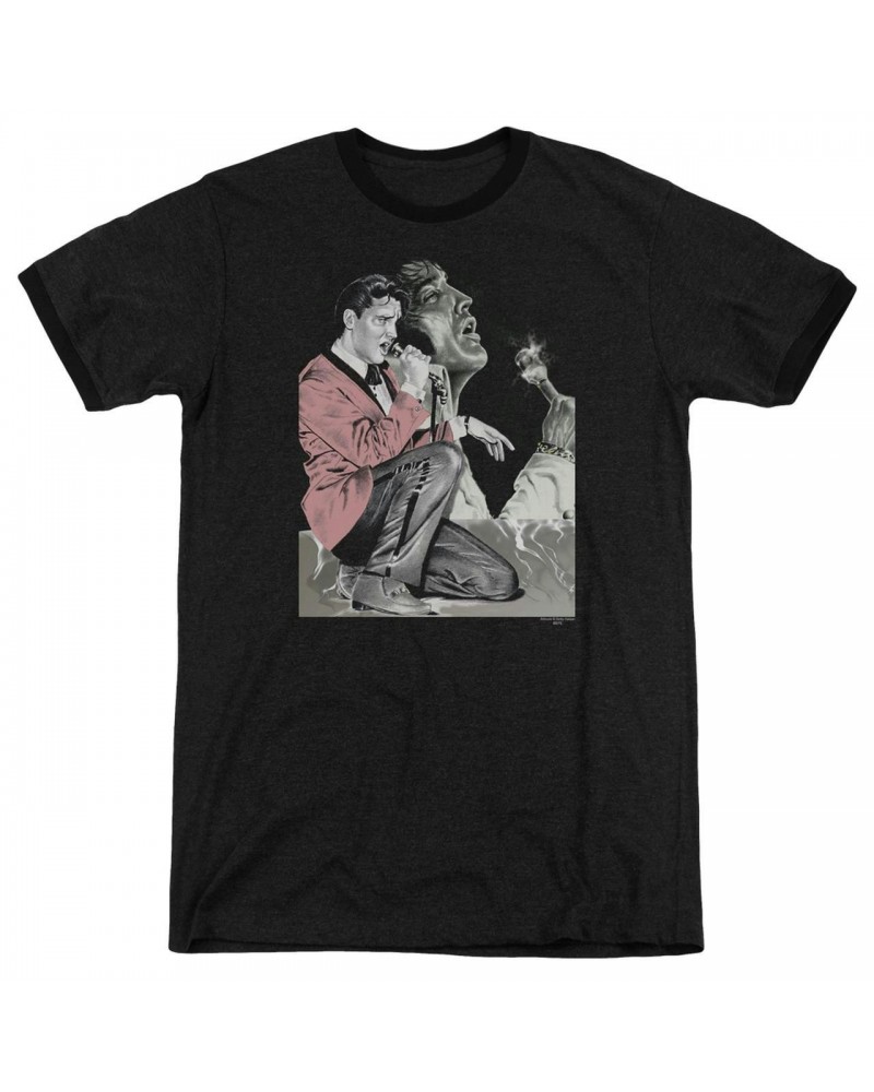 Elvis Presley Shirt | ROCK N ROLL SMOKE Premium Ringer Tee $9.46 Shirts