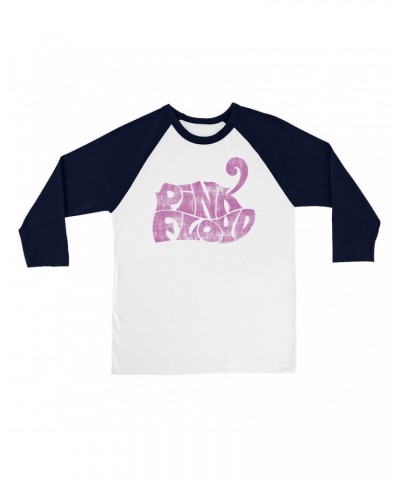 Pink Floyd 3/4 Sleeve Baseball Tee | Groovy Logo Distressed Pink Shirt $11.68 Shirts