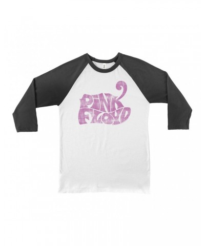 Pink Floyd 3/4 Sleeve Baseball Tee | Groovy Logo Distressed Pink Shirt $11.68 Shirts