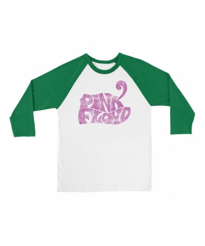 Pink Floyd 3/4 Sleeve Baseball Tee | Groovy Logo Distressed Pink Shirt $11.68 Shirts