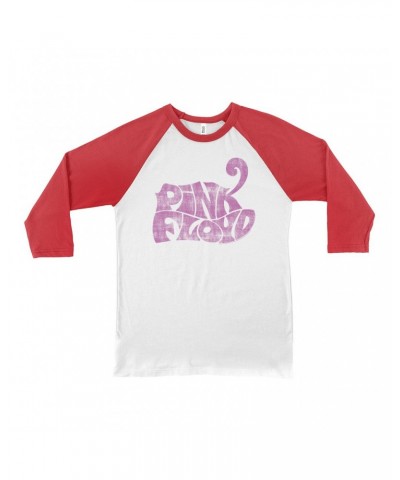 Pink Floyd 3/4 Sleeve Baseball Tee | Groovy Logo Distressed Pink Shirt $11.68 Shirts