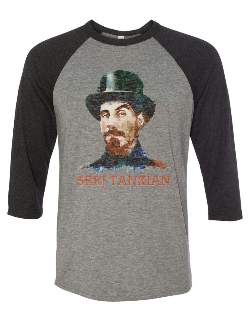 Serj Tankian Men's | Watercolor Portrait | 3/4 Sleeve Baseball Tee $15.00 Shirts