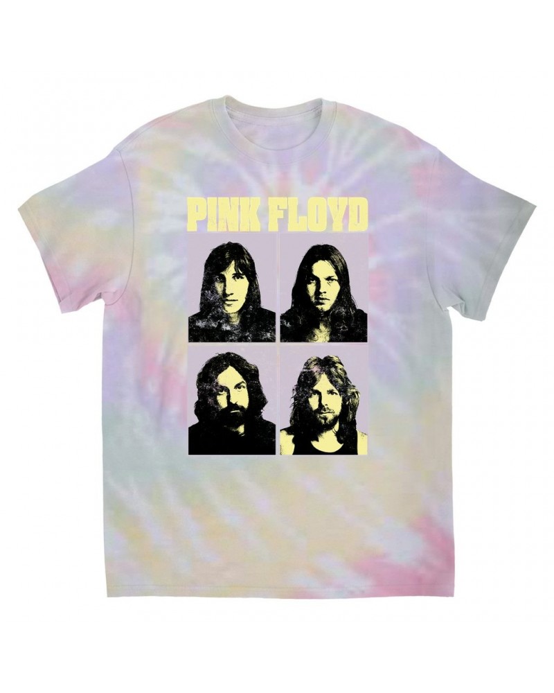 Pink Floyd T-Shirt | Meddle Group Photo Pastel Image Distressed Tie Dye Shirt $12.40 Shirts