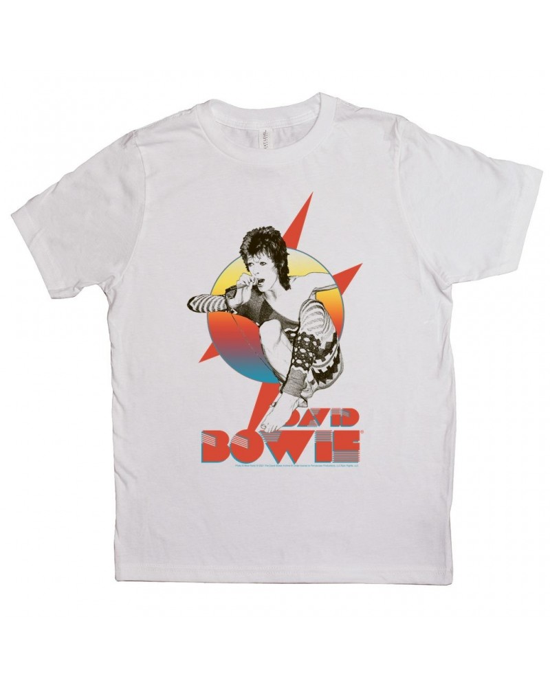 David Bowie Kids T-Shirt | Bowie Performing Colorful Design Kids Shirt $11.02 Kids