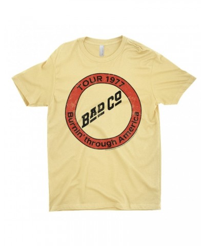 Bad Company T-Shirt | Burnin Through America Tour 1977 Distressed Logo Shirt $10.23 Shirts