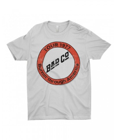 Bad Company T-Shirt | Burnin Through America Tour 1977 Distressed Logo Shirt $10.23 Shirts