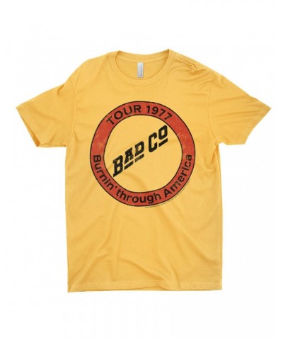 Bad Company T-Shirt | Burnin Through America Tour 1977 Distressed Logo Shirt $10.23 Shirts