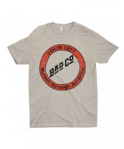 Bad Company T-Shirt | Burnin Through America Tour 1977 Distressed Logo Shirt $10.23 Shirts