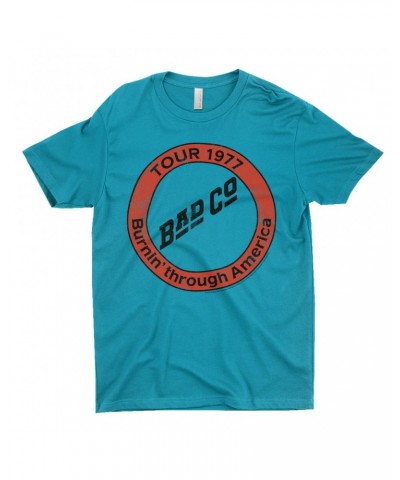 Bad Company T-Shirt | Burnin Through America Tour 1977 Distressed Logo Shirt $10.23 Shirts