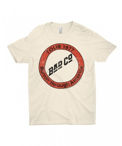 Bad Company T-Shirt | Burnin Through America Tour 1977 Distressed Logo Shirt $10.23 Shirts