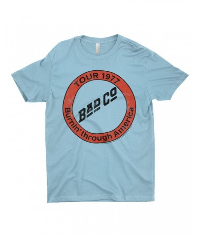 Bad Company T-Shirt | Burnin Through America Tour 1977 Distressed Logo Shirt $10.23 Shirts