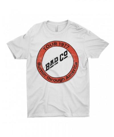 Bad Company T-Shirt | Burnin Through America Tour 1977 Distressed Logo Shirt $10.23 Shirts