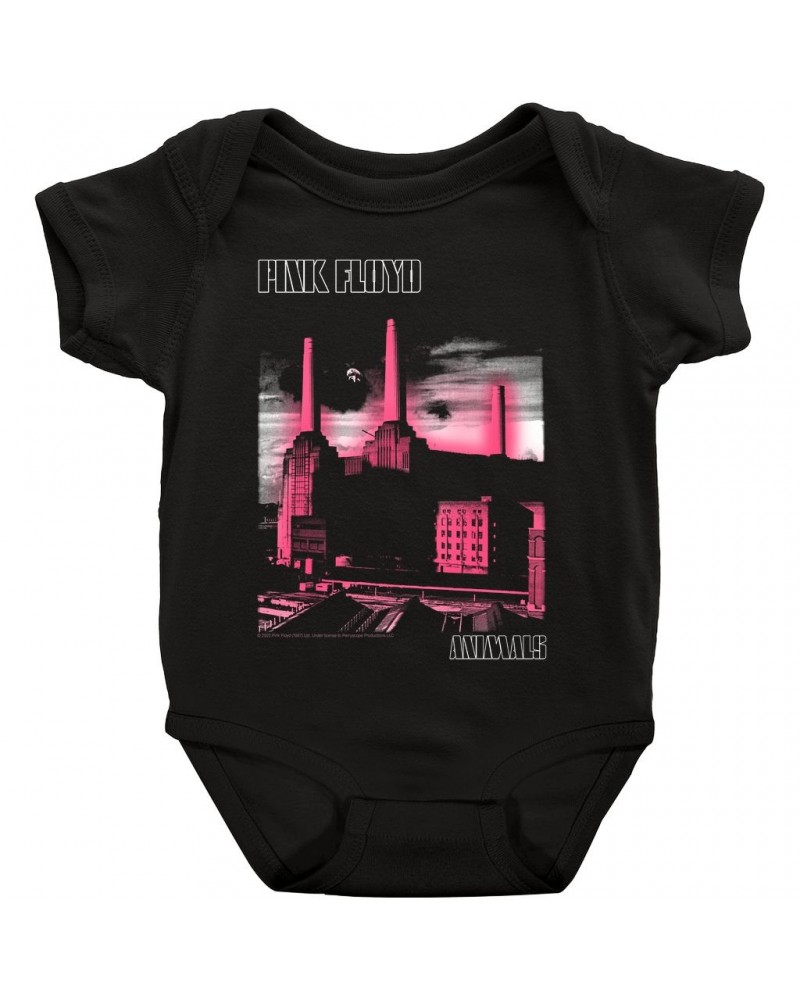 Pink Floyd Baby Short Sleeve Bodysuit | Animals Album Pink Glow Bodysuit $8.98 Kids